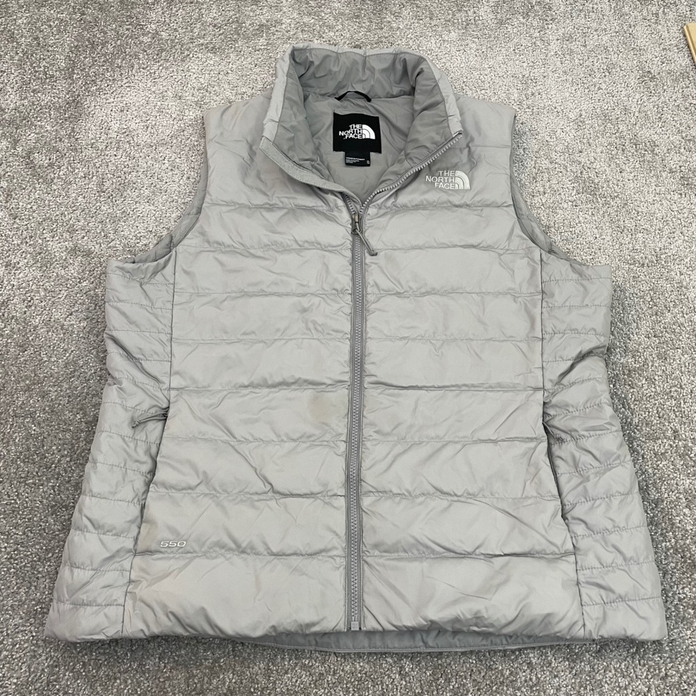 North Face Vest Womens XL Aconcagua II Grey 550 Down Insulated Puffer Outdoor